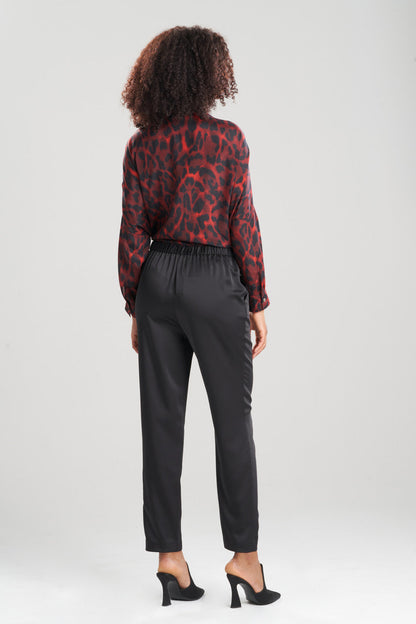 Buy Luxe Charmeuse Pull On Tapered Pants in Black Online Black Natori