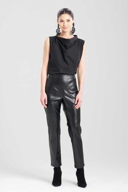 Buy Vegan Luxe Lambskin Ankle Pants in Black Online Black Natori