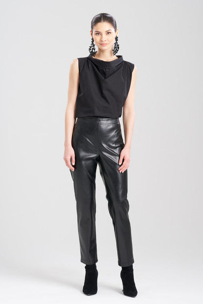 Buy Vegan Luxe Lambskin Ankle Pants in Black Online Black Natori