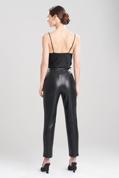 Buy Vegan Luxe Lambskin Ankle Pants in Black Online Black Natori