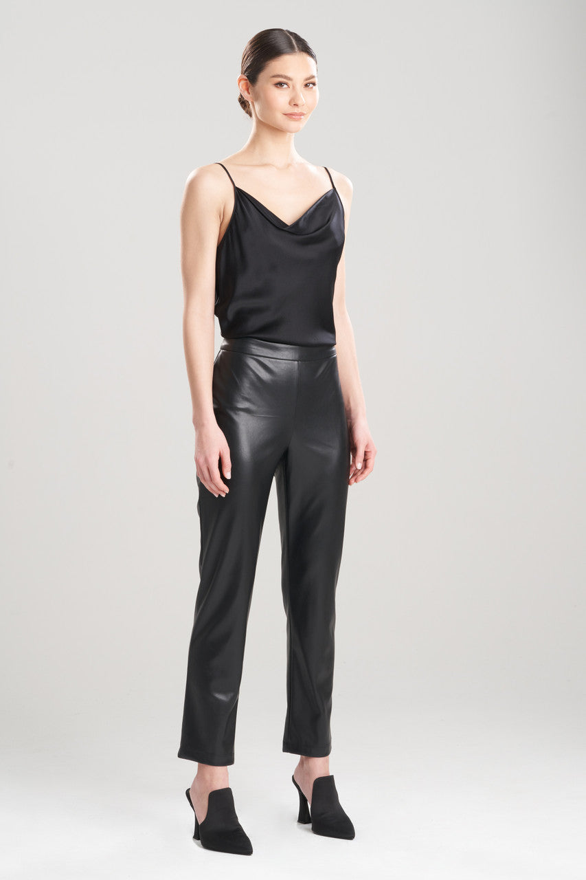 Buy Vegan Luxe Lambskin Ankle Pants in Black Online Black Natori