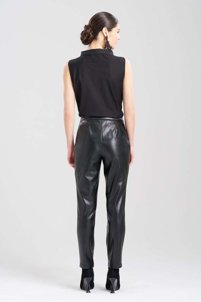 Buy Vegan Luxe Lambskin Ankle Pants in Black Online Black Natori