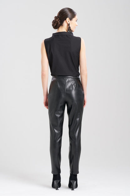 Buy Vegan Luxe Lambskin Ankle Pants in Black Online Black Natori