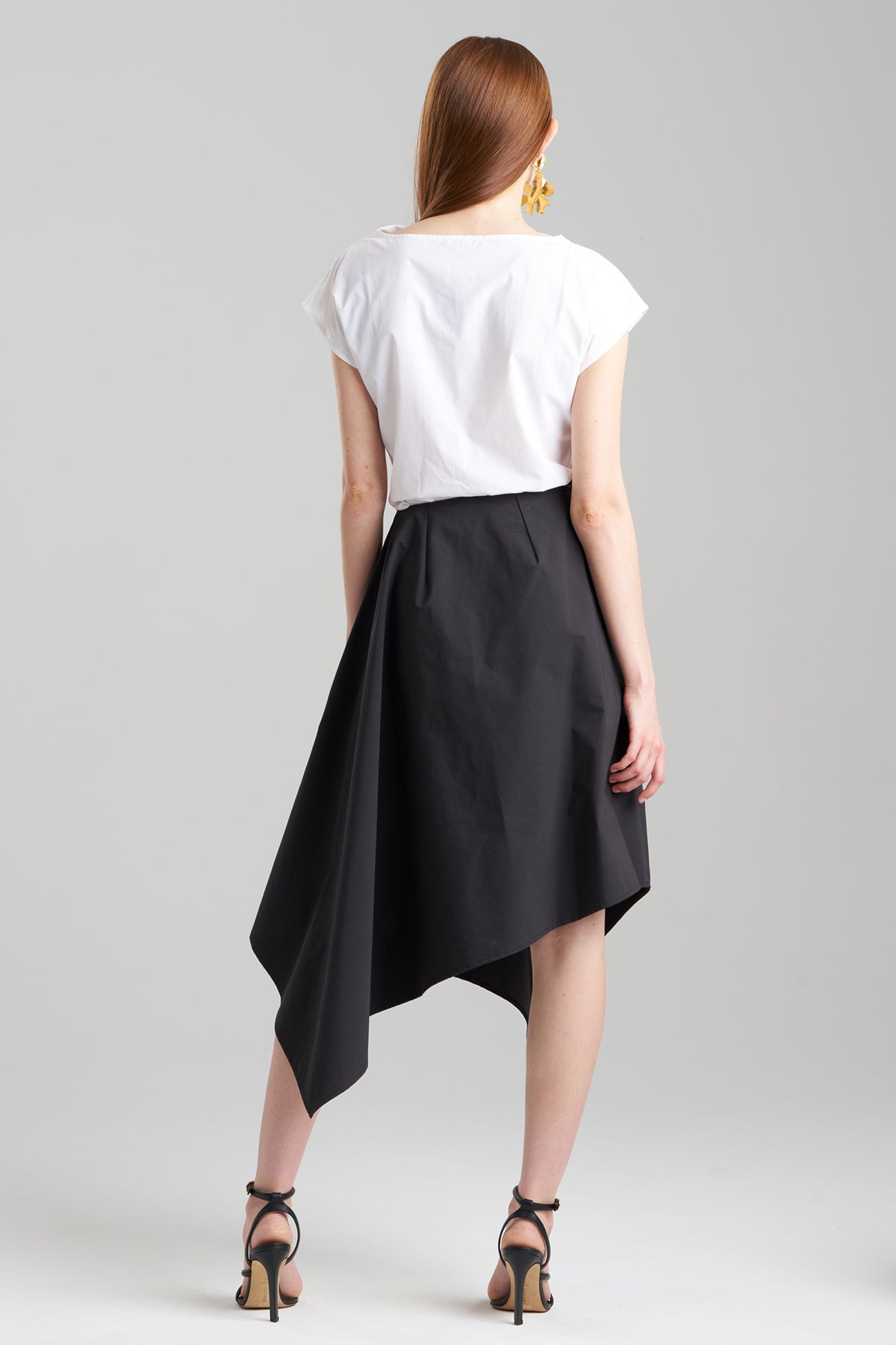 Tech Cotton Taffeta Origami Asymmetrical Skirt Black Natori