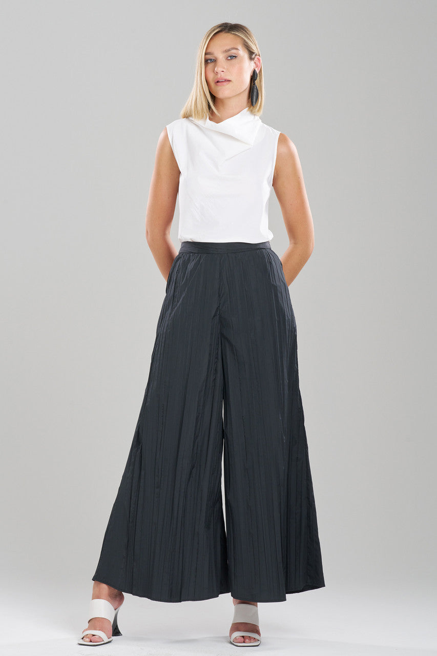 Buy Taffeta Plisse Pants in Black Online Black Natori