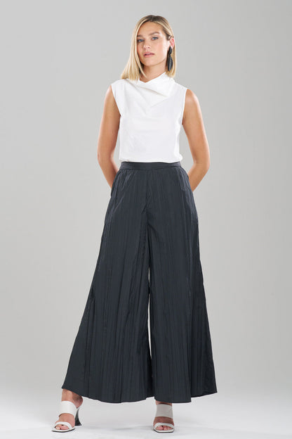Buy Taffeta Plisse Pants in Black Online Black Natori