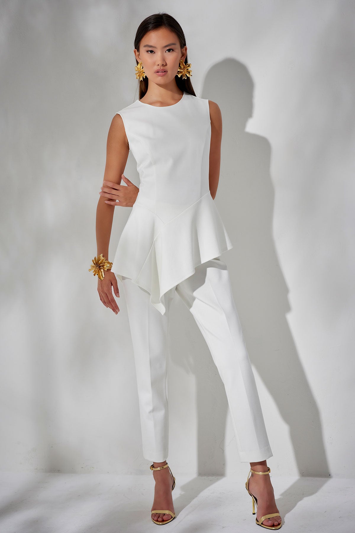 Compact Knit Side Zip Ankle Pants White Natori