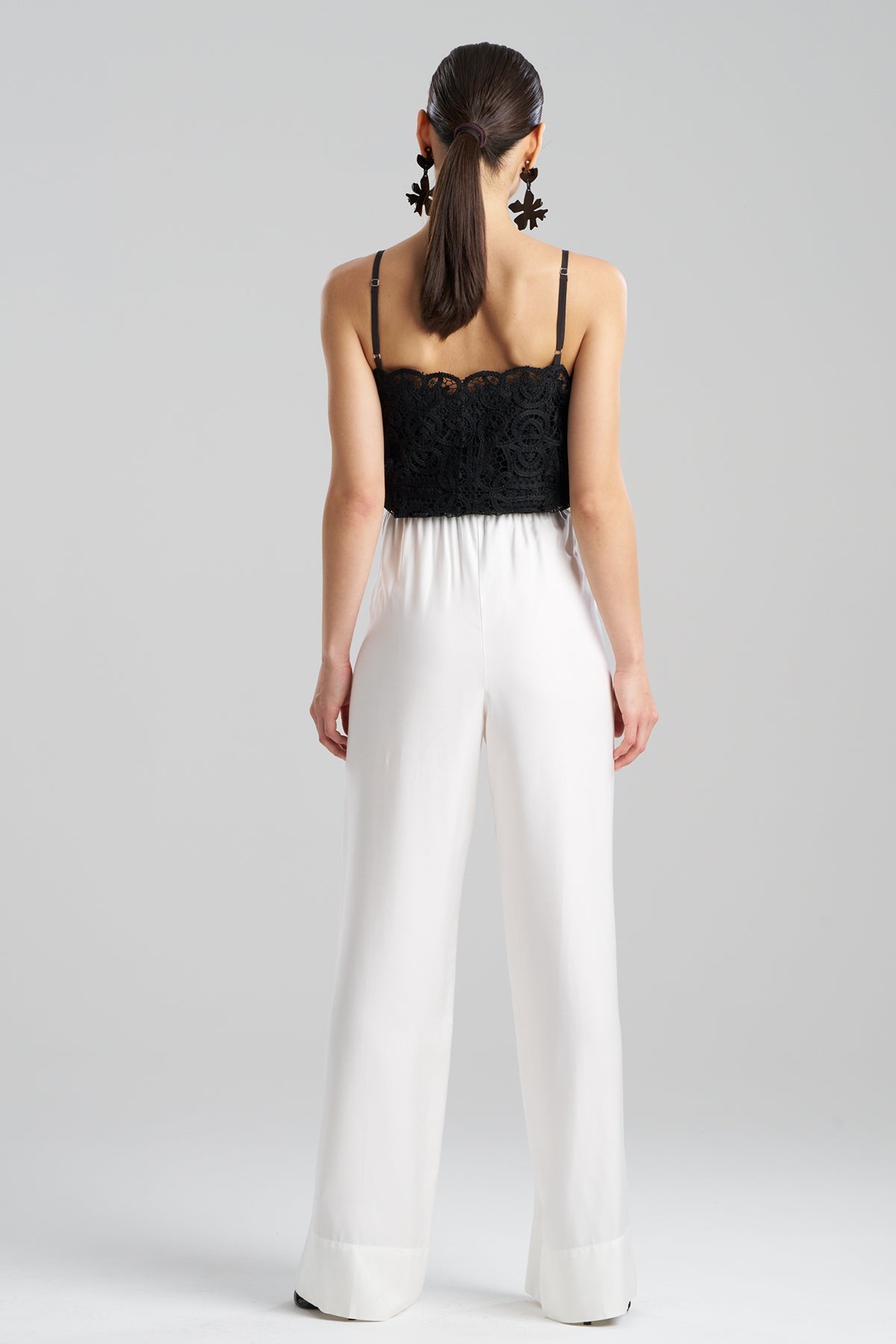 Cotton Silk Twill Trousers White Natori