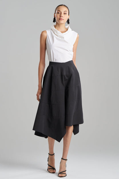 Tech Cotton Taffeta Origami Spiral Skirt Black Natori