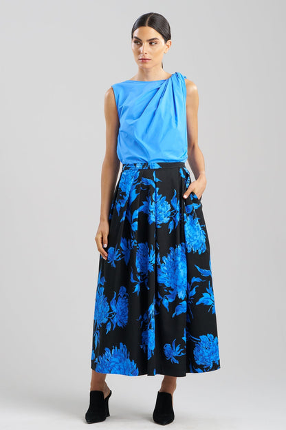 Buy Miyako Printed Cotton Chino Maxi Skirt online Aster Blue Natori