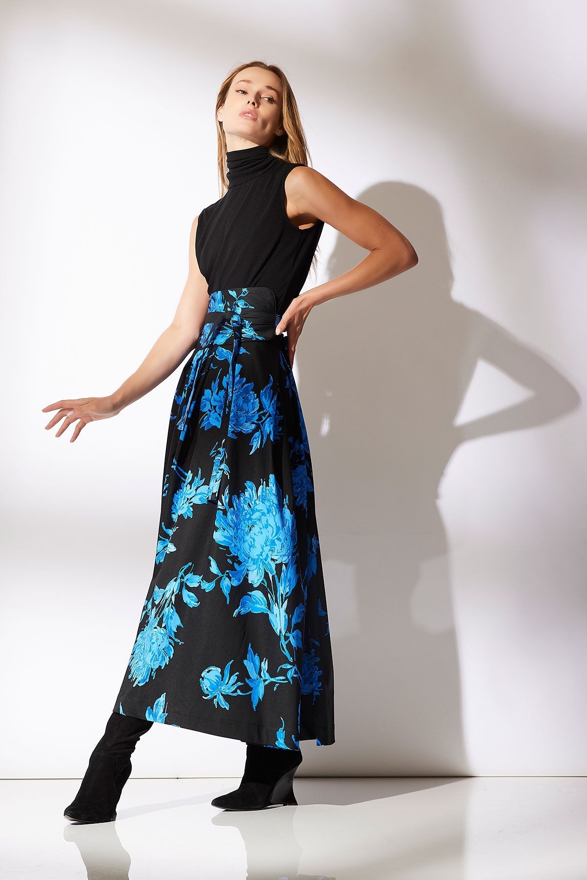 Buy Miyako Printed Cotton Chino Maxi Skirt online Aster Blue Natori