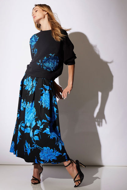 Buy Miyako Printed Cotton Chino Maxi Skirt online Aster Blue Natori