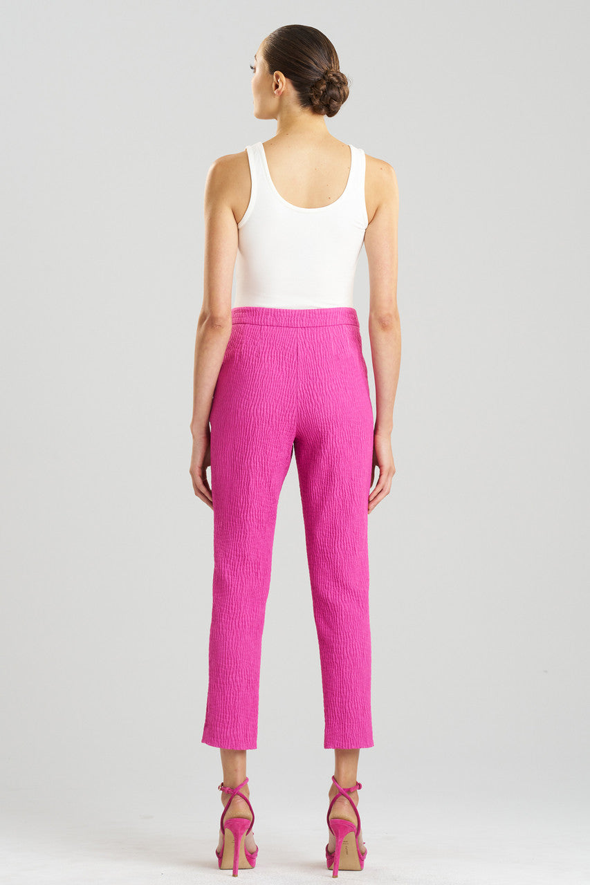 Buy Textured Cotton Jacquard Ankle Pants in Bright Berry Online Bright Berry Natori