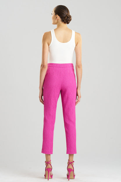 Buy Textured Cotton Jacquard Ankle Pants in Bright Berry Online Bright Berry Natori