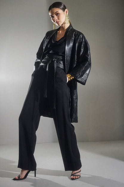 Buy Stretch Crepe Trousers in Black Online Black Natori