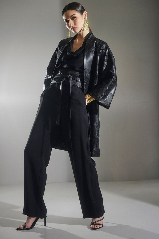 Buy Stretch Crepe Trousers in Black Online Black Natori