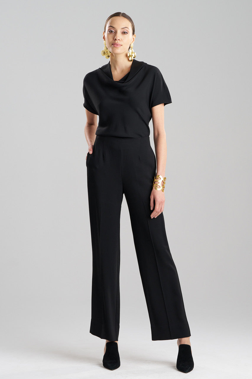 Buy Stretch Crepe Trousers in Black Online Black Natori