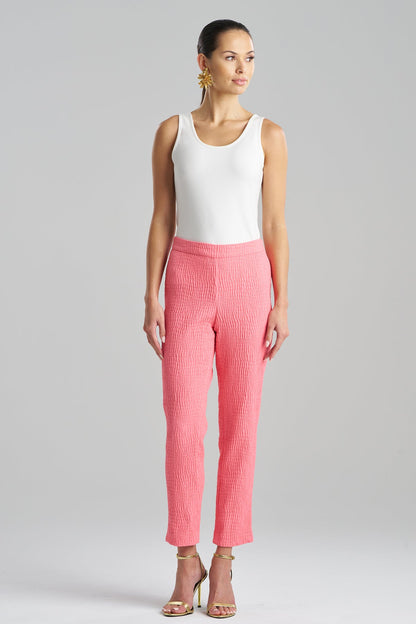 Textured Cotton Jacquard Ankle Pants Flamingo Pink Natori