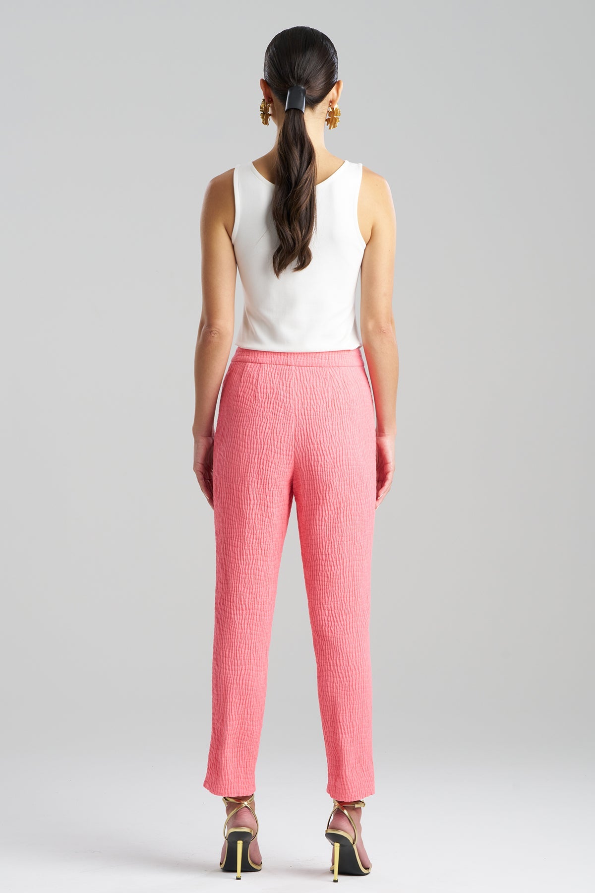 Textured Cotton Jacquard Ankle Pants Flamingo Pink Natori