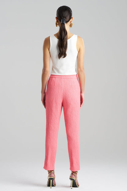 Textured Cotton Jacquard Ankle Pants Flamingo Pink Natori