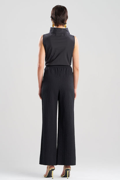 Matelassé Cotton Wide Pull On Pants Black Natori
