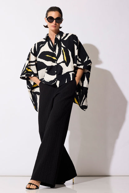 Matelassé Cotton Wide Pull On Pants Black Natori