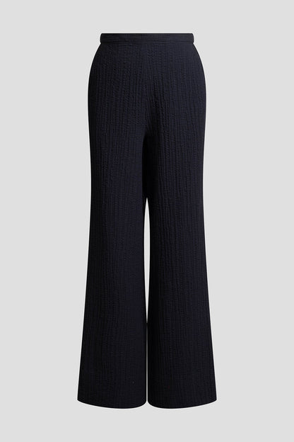 Matelassé Cotton Wide Pull On Pants Black Natori