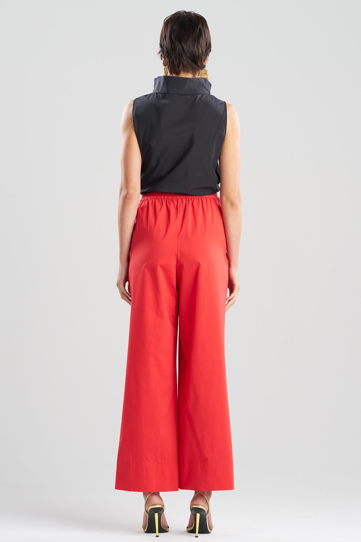Tech Cotton Taffeta Wide Pull On Pants Mars Red Natori