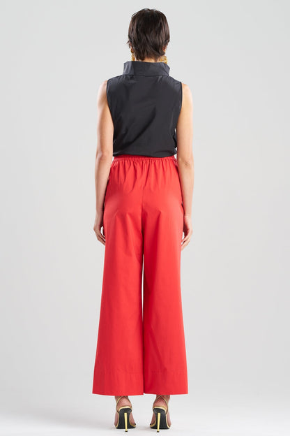 Tech Cotton Taffeta Wide Pull On Pants Mars Red Natori