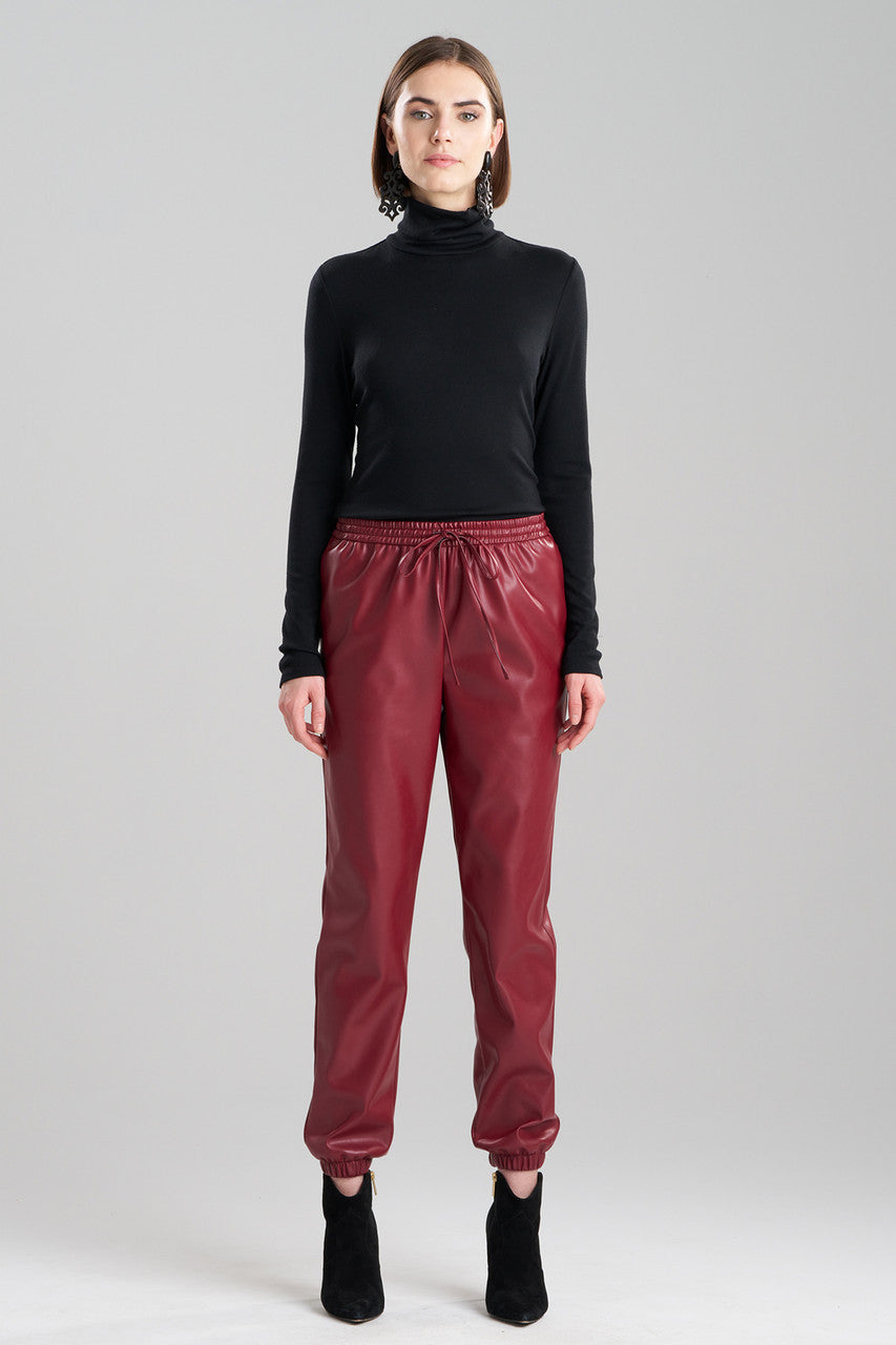 Buy Vegan Luxe Lambskin Jogger Pants in Brick Online Brick Natori
