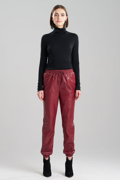 Buy Vegan Luxe Lambskin Jogger Pants in Brick Online Brick Natori