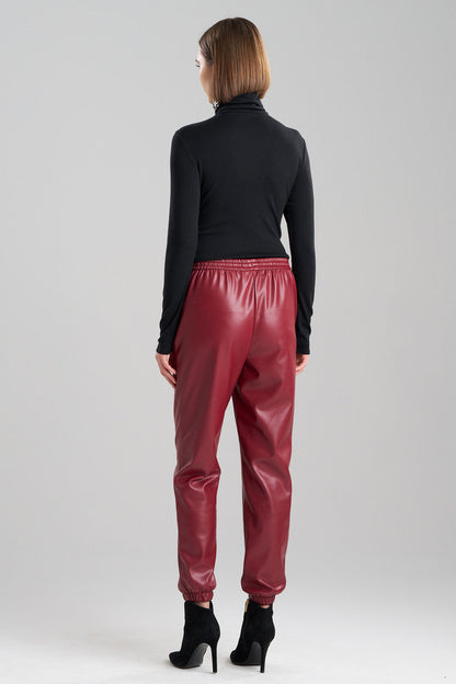 Buy Vegan Luxe Lambskin Jogger Pants in Brick Online Brick Natori