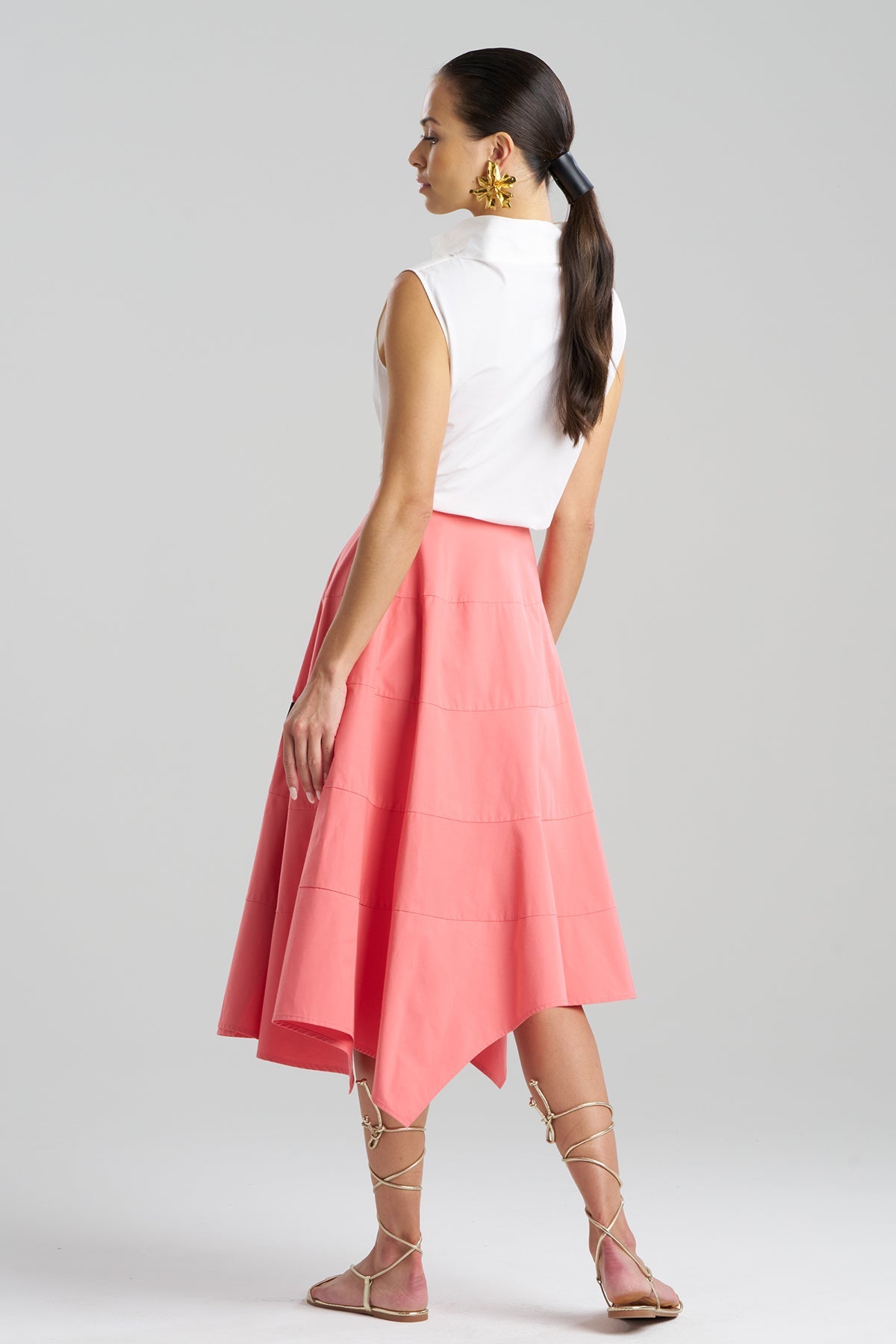 Tech Cotton Taffeta Origami Spiral Skirt Flamingo Pink Natori