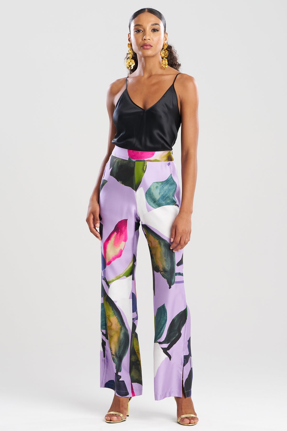 Yoru Silk Twill Wide Pull On Pants Deep Orchid Natori