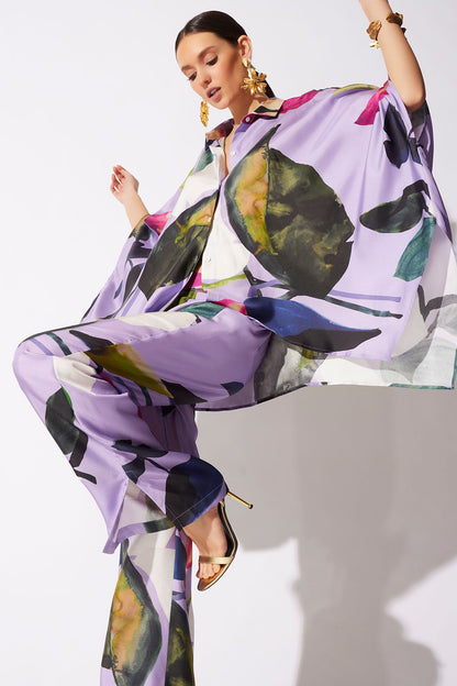 Yoru Silk Twill Wide Pull On Pants Deep Orchid Natori