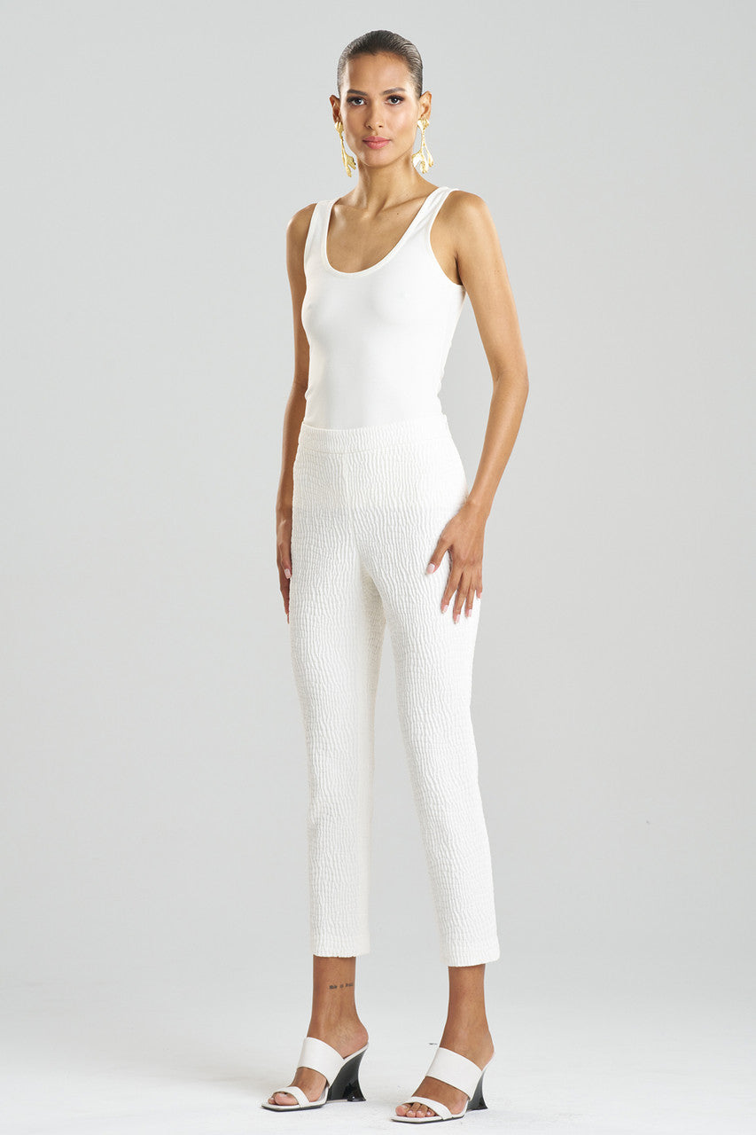Buy Textured Cotton Jacquard Ankle Pants in White Online White Natori