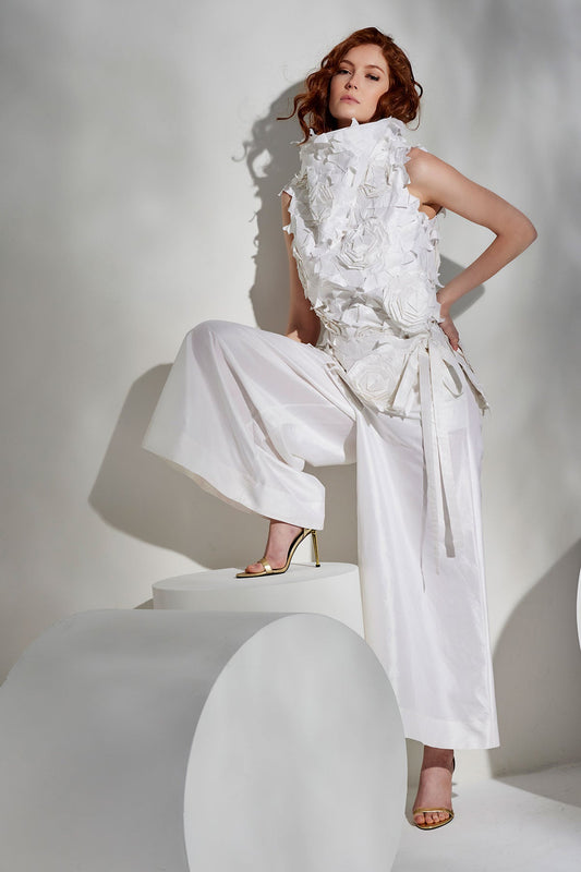 Buy Couture Silk Dupioni Palazzo Pants in White Online White Natori