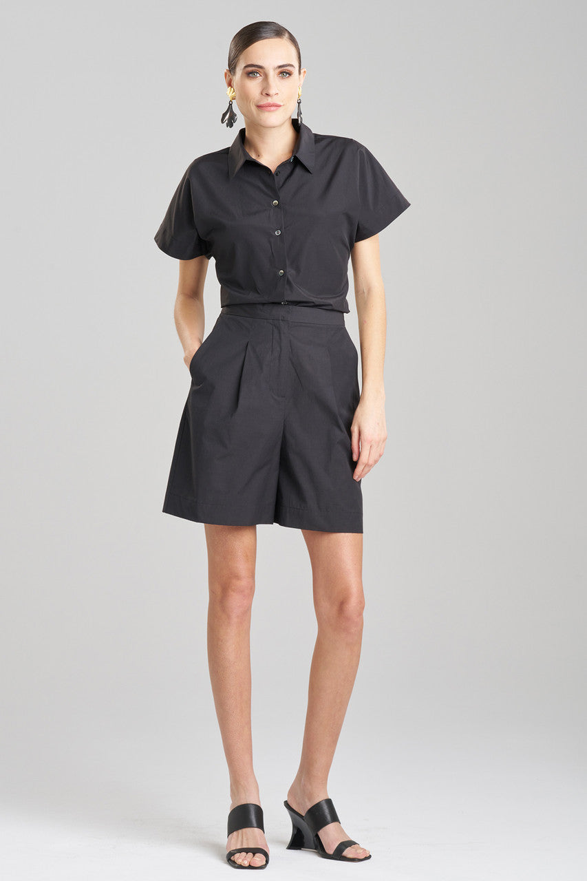 Buy Tech Cotton Taffeta Shorts in Black Online Black Natori