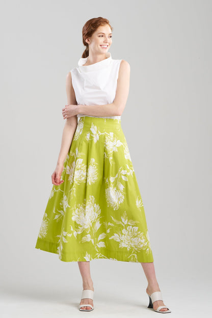 Miyako Printed Cotton Poplin Maxi Skirt Chartreuse Natori