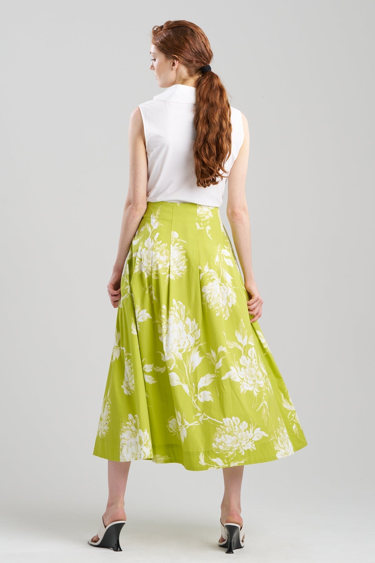 Miyako Printed Cotton Poplin Maxi Skirt Chartreuse Natori