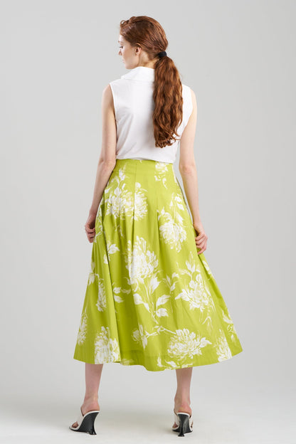 Miyako Printed Cotton Poplin Maxi Skirt Chartreuse Natori