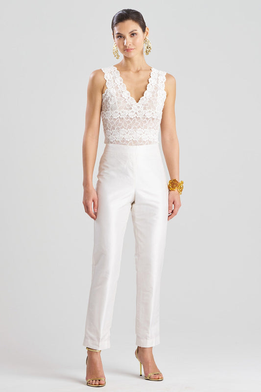 Couture Silk Dupioni Slim Pants White Natori