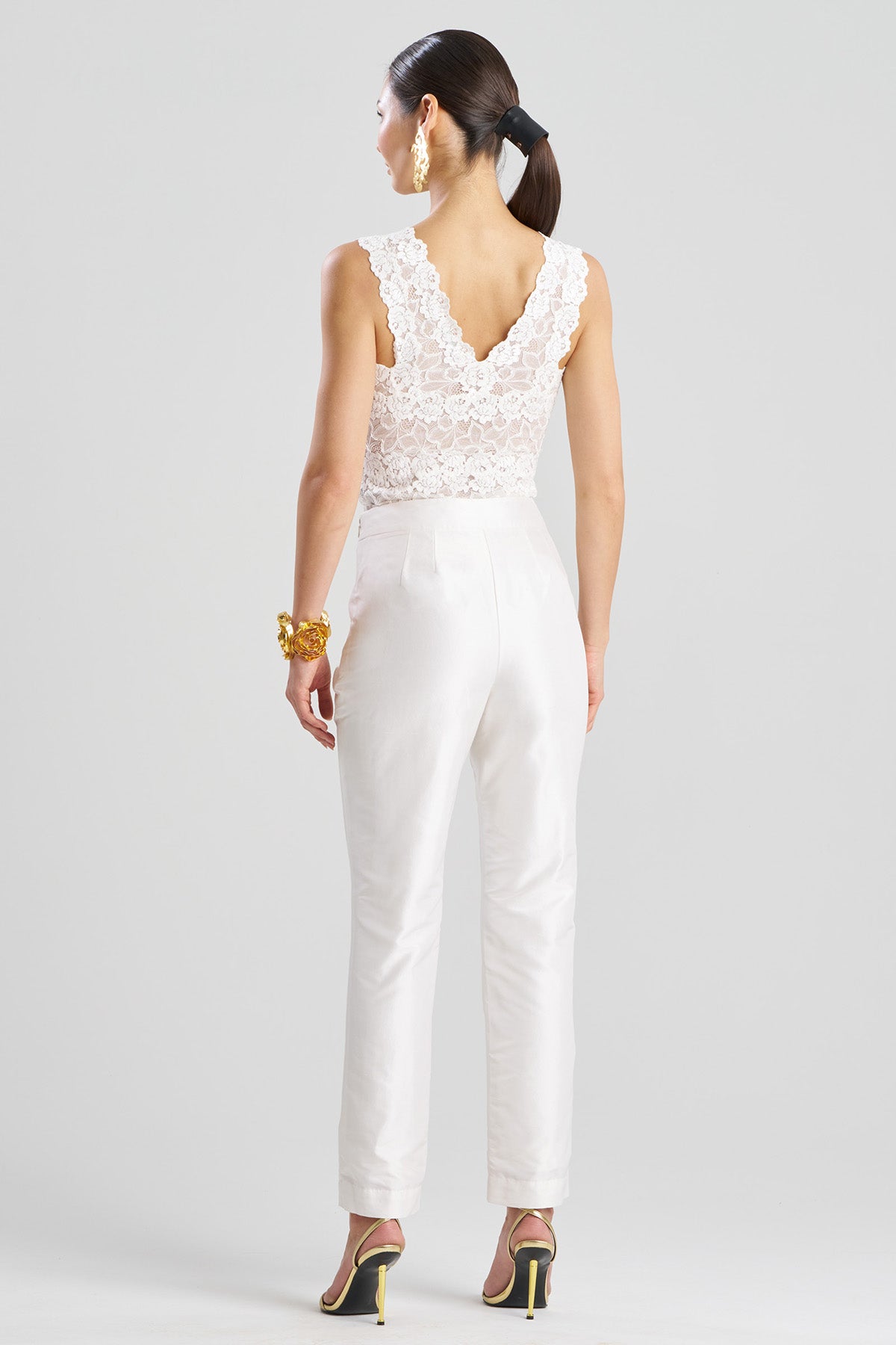 Couture Silk Dupioni Slim Pants White Natori