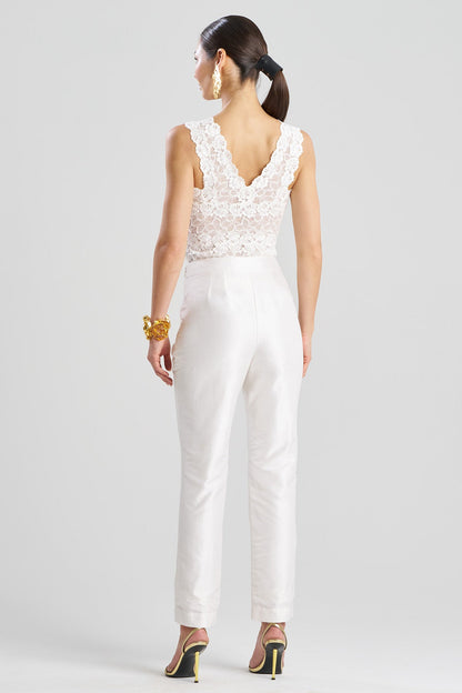 Couture Silk Dupioni Slim Pants White Natori