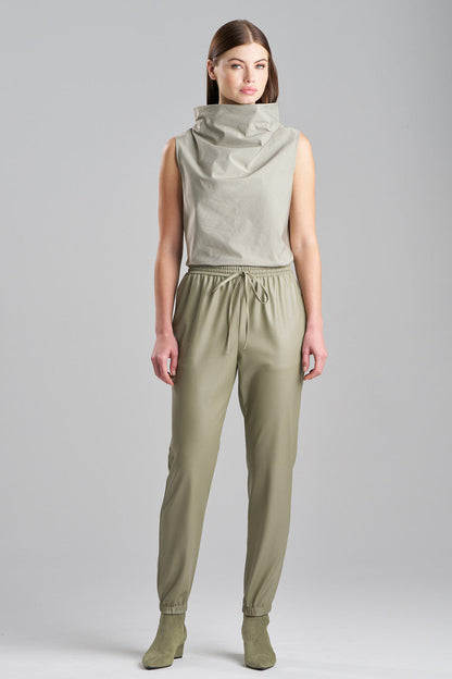 Buy Vegan Luxe Lambskin Jogger Pants in Light Sage Online Light Sage Natori