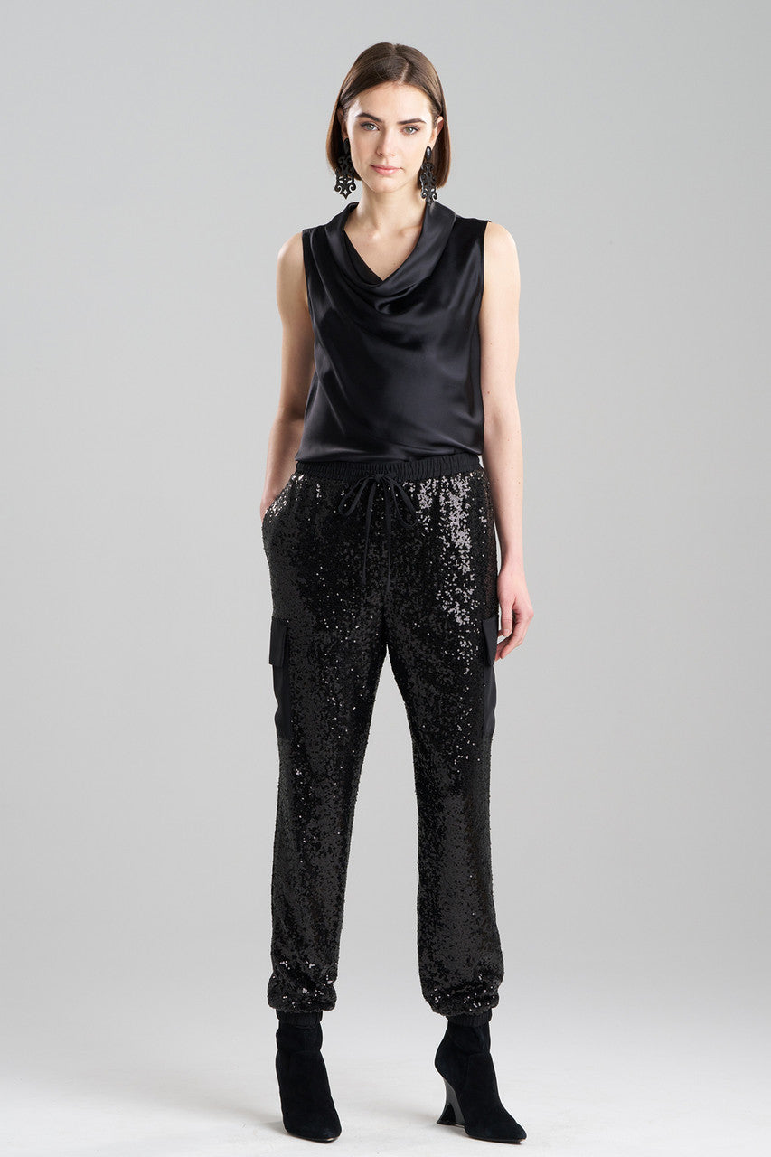 Buy Sequins Cargo Joggers in Black Online Black Natori