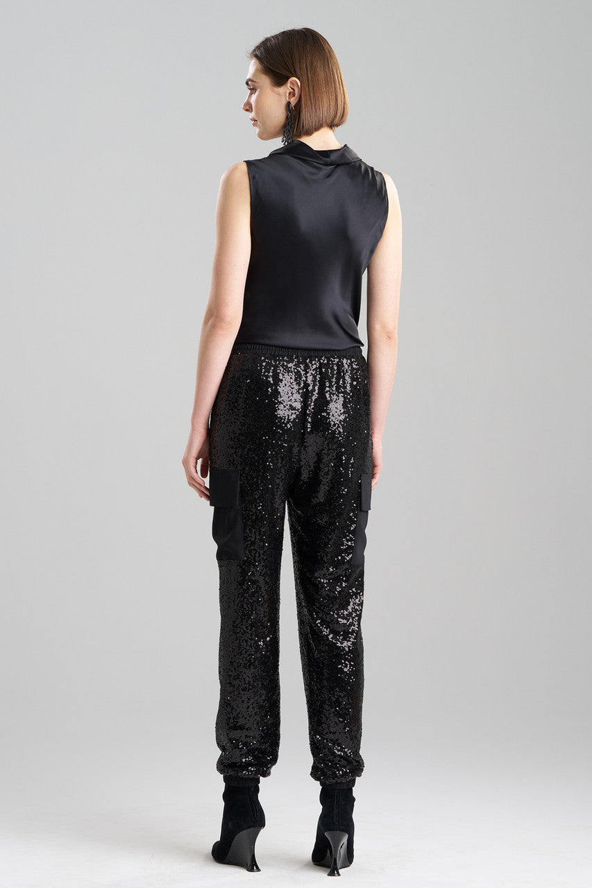 Buy Sequins Cargo Joggers in Black Online Black Natori