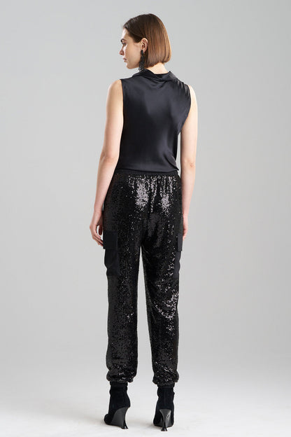 Buy Sequins Cargo Joggers in Black Online Black Natori