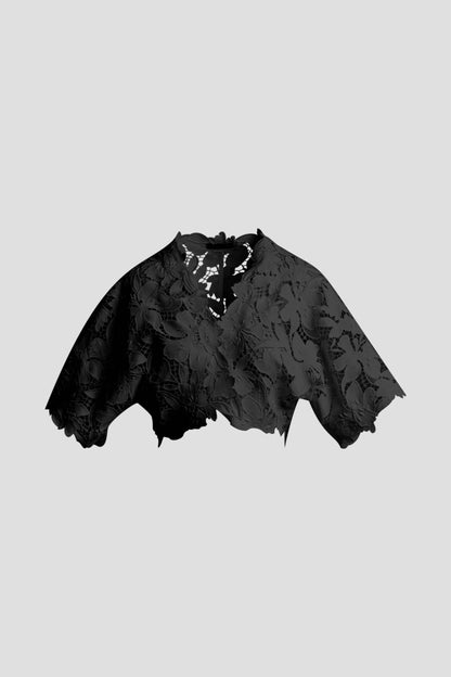Peony Floral Lace Bolero Black Natori