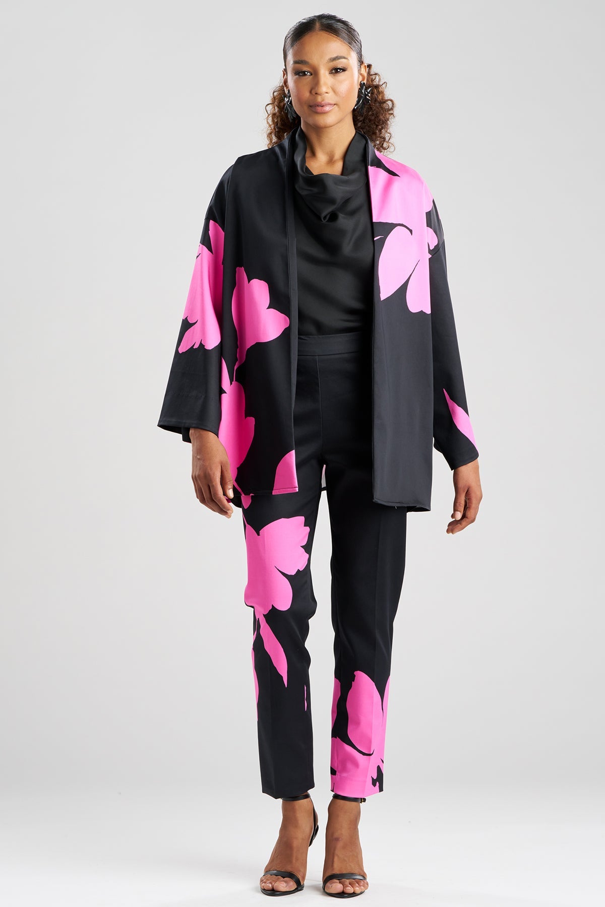 Peony Cotton Chino Coat Fresh Pink/Black Natori